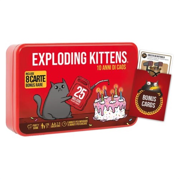 Gioco Asmodee 8873 Exploding Kittens 10 anni di Caos gioco