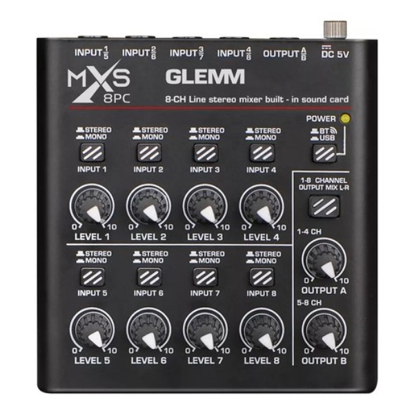 Mixer disc jockey Glemm MXS 8PC Black
