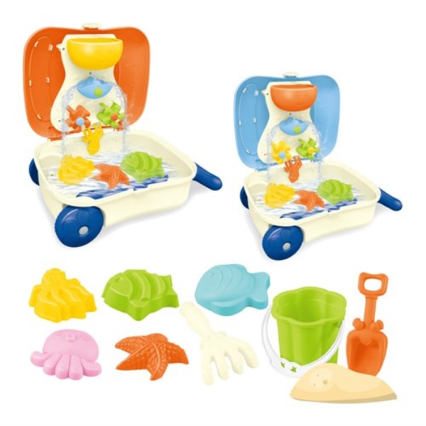 Set gioco sabbia Ods 47061 SUNDAY Set spiaggia trolley deluxe con acce