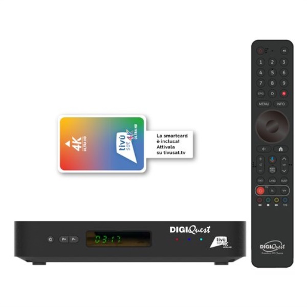 Decoder Digiquest RICD1247 TIVUSAT AX3 Combo 4K Black