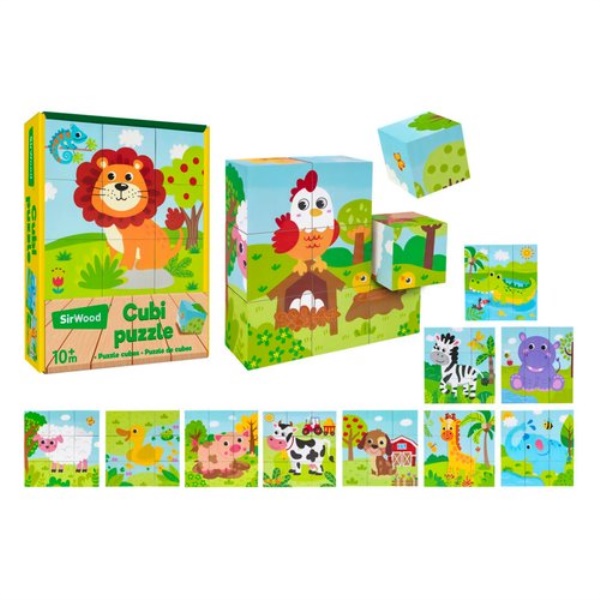 Puzzle Globo 42392 SIR WOOD Cubi animali  Assortito