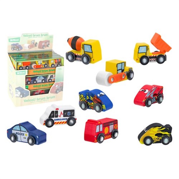 Gioco prima infanzia Globo 42872 SIR WOOD Set 3 veicoli legno Brum Bru