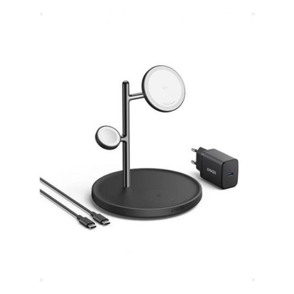 Caricabatterie Anker B25M3312 MAGGO Charging Station 3in1 Black e Silv