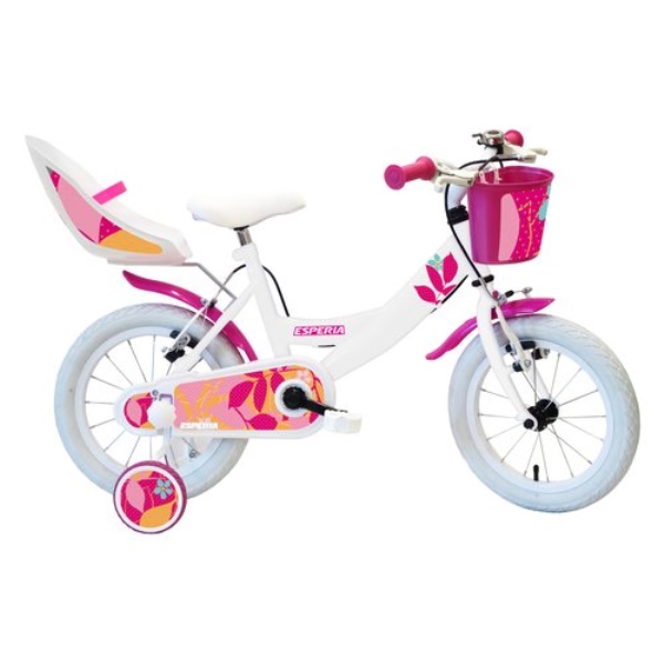 Bicicletta Esperia 25150E BIMBA STARLET con rotelle e accessori Bianco