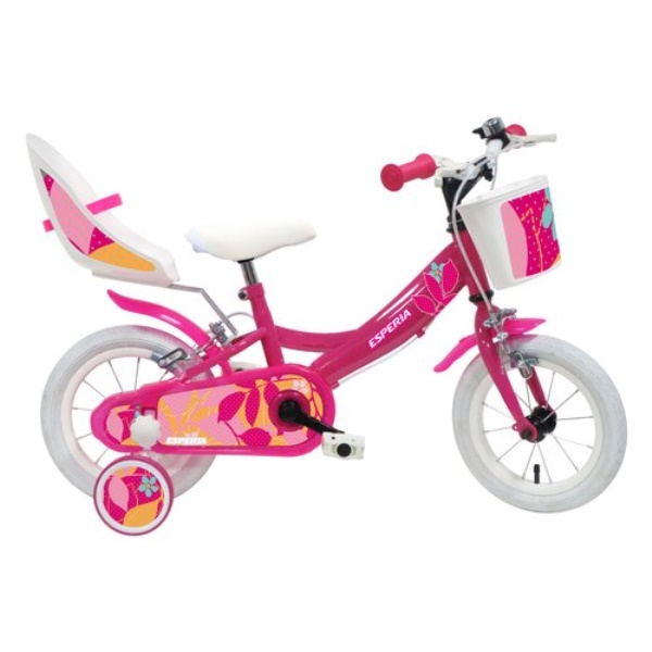 Bicicletta Esperia 25145E BIMBA STARLET con rotelle e accessori Fucsia