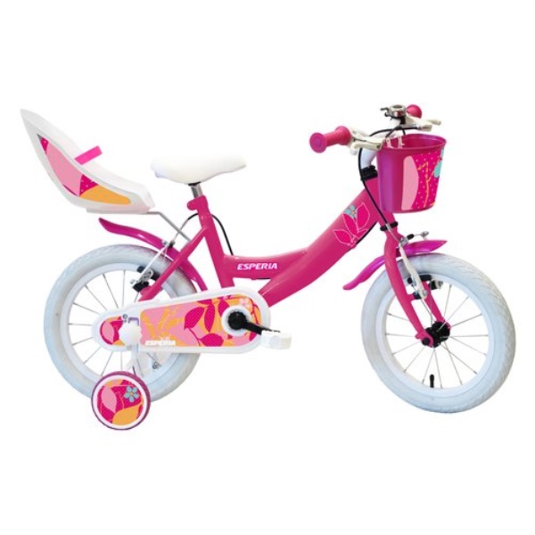 Bicicletta Esperia 25149E BIMBA STARLET con rotelle e accessori Fucsia