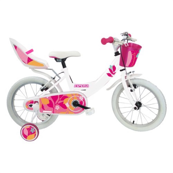 Bicicletta Esperia 25148E BIMBA STARLET con rotelle e accessori Bianco