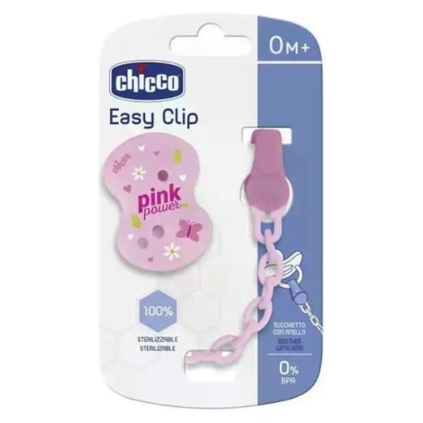 Porta succhietto Chicco 00040852300000 Easy clip con catenella Rosa