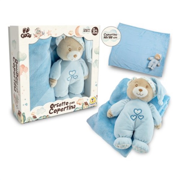 Peluche Teorema 39600 GOGO Il mio primo Orsetto con copertina Azzurro