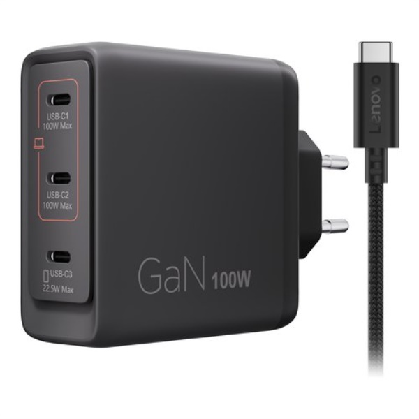 Caricabatterie Lenovo 40AW100BEU 100W GaN Black