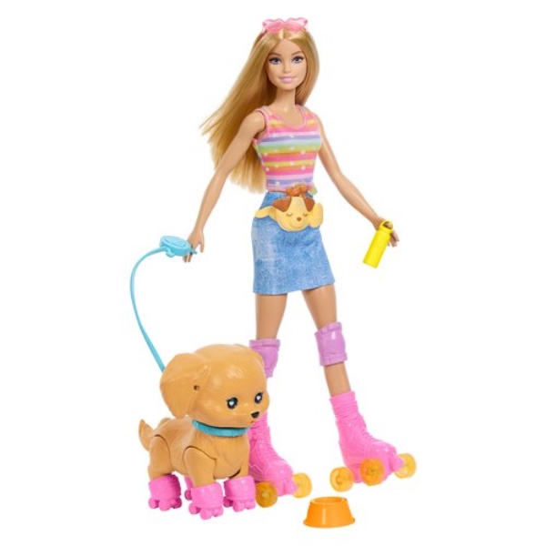 Set bambola Mattel JMJ44 BARBIE pattini con cucciolo al guinzaglio