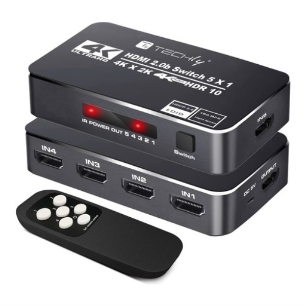 Switch HDMI Techly IDATA HDMI2 4K5160B 5in1 Black