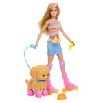 Mattel - Set bambola Mattel JMJ44 BARBIE pattini con cucciolo al guinzaglio