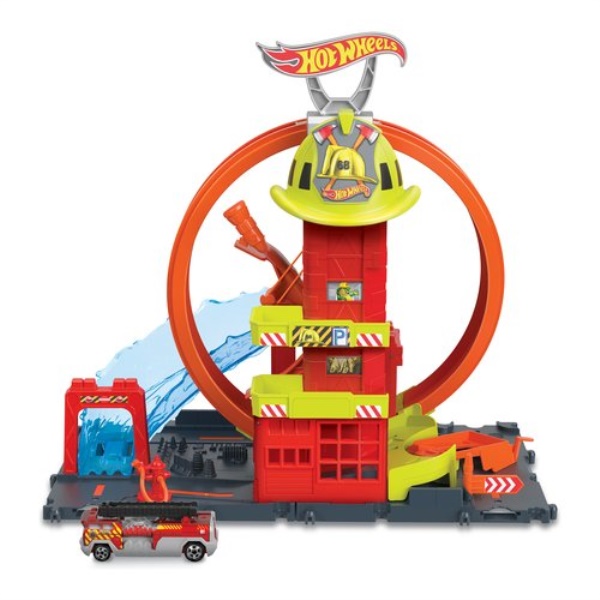 Playset Pista Super Loop Fire Station  Mattel HKX41 HOT WHEELS CITY