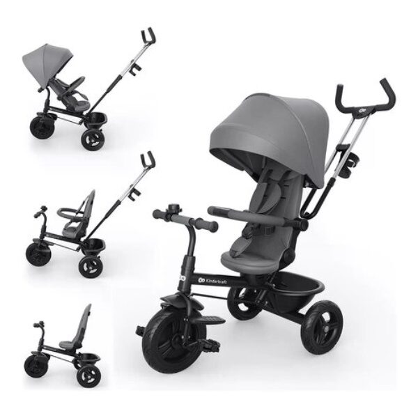 Triciclo Kinderkraft KRASTO02GRYPL00 ASTON 2 evolutivo 6 in 1 Grey
