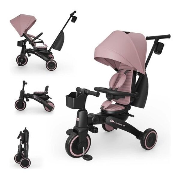 Triciclo Kinderkraft KRJAZZ03PNK0000 JAZZ 3 pieghevole evolutivo 6 in 