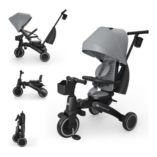 Triciclo Kinderkraft KRJAZZ03GRY0000 JAZZ 3 pieghevole evolutivo 6 in 