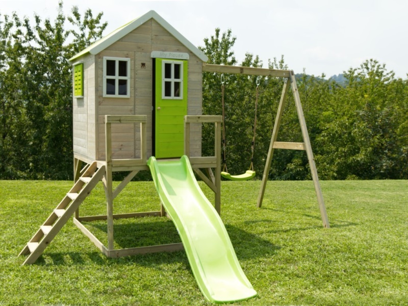 Esterni da vivere Casetta Bamby Su Palafitta Con ALTALENA giochi bambini