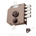 MOTTURA - SERRATURA TRPLICE C/MEZZO GIRO SINISTRA VERNICIATA POMPA MM.50 CILINDRO DIAM. 34