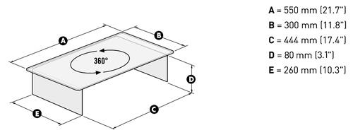 469000 Meliconi Rotobridge Elite M, Nero, Vetro, Nero, Metallo, 70 kg, 550 mm