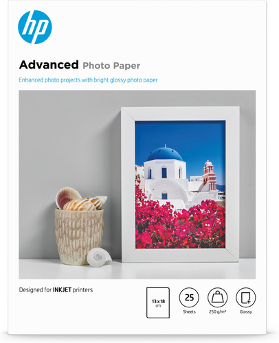 HP Confezione da 25 fogli carta fotografica lucida 13 x 18 cm senza margini Advanced