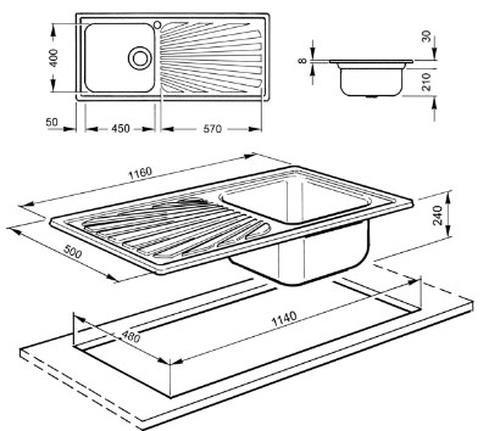 Lavello Smeg SGE116 1S ALBA Inox Inox