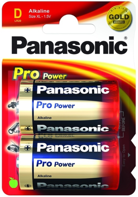 Batteria Torcia D Panasonic LR20PPG 2BP PRO POWER