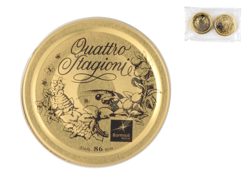 8001023951623 Bormioli Rocco 2 Tappi per Barattoli Bormioli 86 mm, Coperchio per inscatolamento, Oro, Multicolore, 2 pezzo(i), 8,6 cm, 40 g, Sacchetto di politene