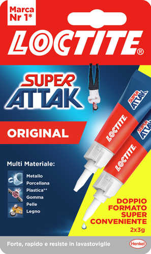 Loctite Super Attak Original Bipack 3g+3g Liquido Adesivo per contatto
