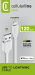 Cellular Line - Cellularline USB Data Cable - Lightning Cavo dati comodo e versatile Bianco, 1,2 m, Lightning, USB A, Bianco, Dritto, Dritto