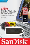 SANDISK - Sandisk Ultra, 64 GB, USB tipo A, 3.2 Gen 1 (3.1 Gen 1), 100 MB/s, Lamina di scorrimento, Nero