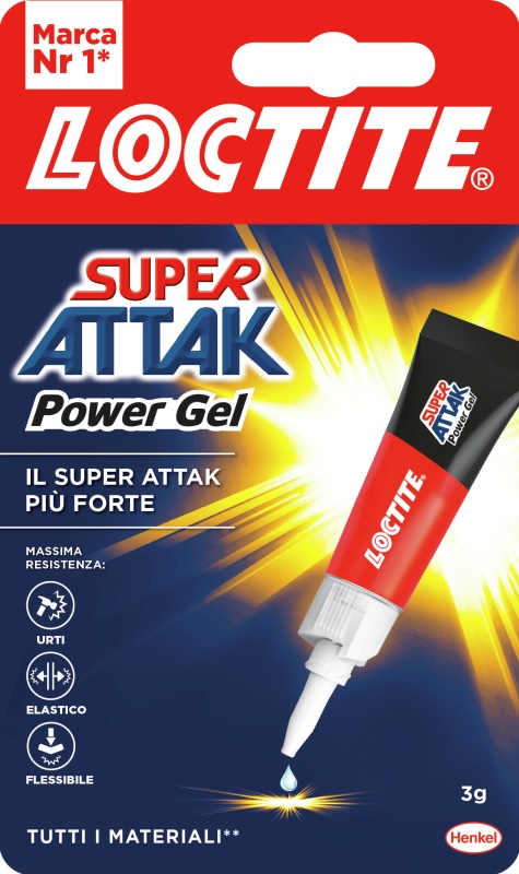 Henkel 2047420 Loctite Super Attak Power Gel 3g, Gel, Adesivo per contatto, Tubo, 3 g