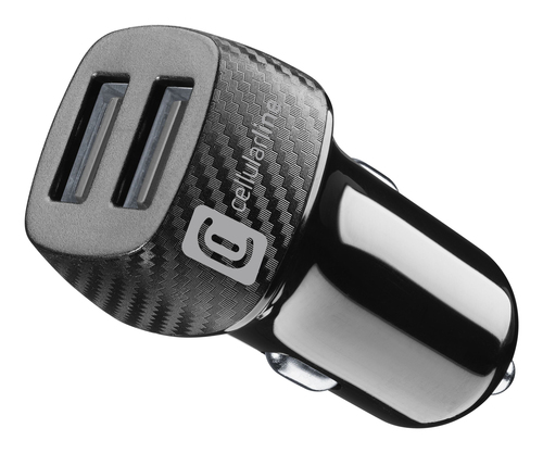 Cellularline USB Car Charger Dual - Universale Micro caricabatterie da auto con doppia presa USB Nero