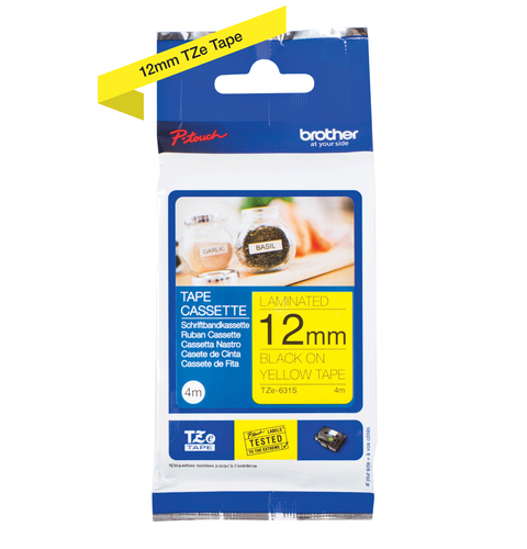 Brother TZE-631S nastro per etichettatrice Nero su giallo