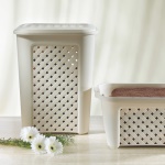 Tontarelli - Tontarelli Cesta Portabiancheria Arianna 50L - Angora, 50 L, Rettangolare, Polipropilene (PP), Beige, Polipropilene (PP), Polipropilene