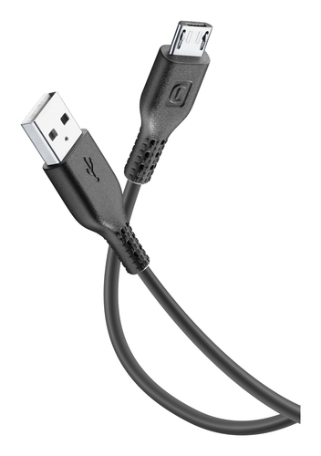 Cellularline USB Data Cable Home - Micro USB Cavo per la ricarica e sincronizzazione dei dati, comodo per prese distanti. Nero