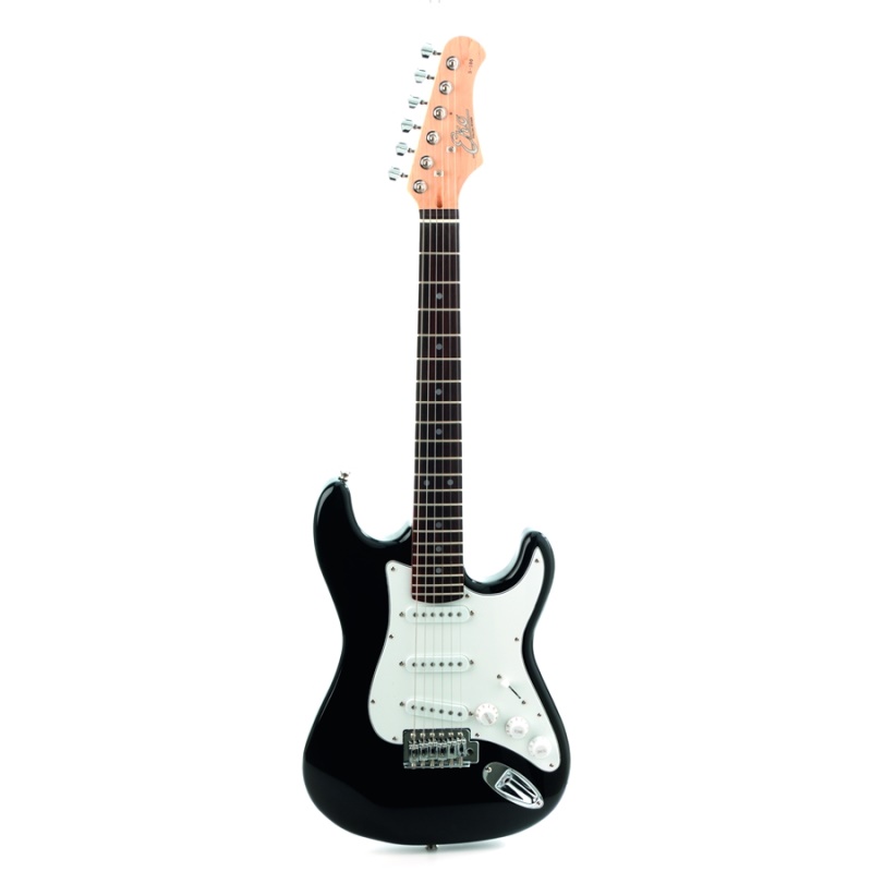 EKO music S-100 3/4 Chitarra elettrica Stratocaster 6 corde Nero, Bianco