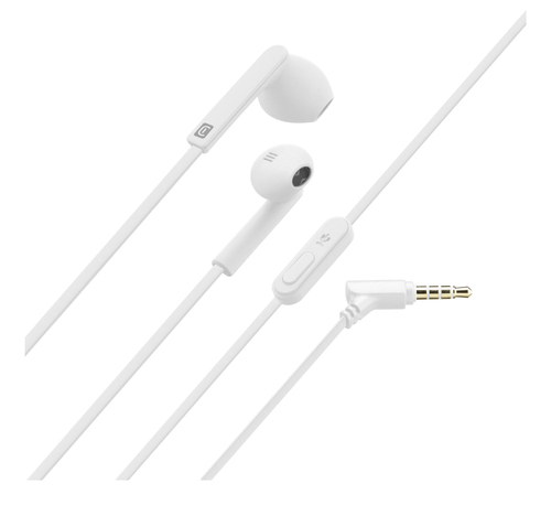 Cellularline Mantis - Universale Auricolari stereo a capsula con microfono e tasto di risposta Bianco