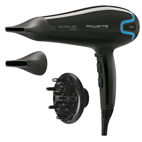 Rowenta CV8740F0 Infini Pro Asciugacapelli con Motore Professionale Ac, con 2 Concentratori e 1 Diffusore, 2200 W