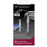 Cellular Line - Cellularline Aux Music Connection Cable - Universale Cavo Aux con rivestimento anti strappo Grigio, 3.5mm, Maschio, 3.5mm, Maschio, 1 m, Grigio