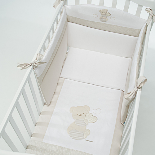Piumone lettino Foppapedretti 279174 DOLCECUORE Set 3 Pezzi Beige