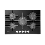 Hotpoint - Hotpoint FTGHG 751 D/HA(BK), Nero, Da incasso, 75 cm, Gas, Vetro, 5 Fornello(i)