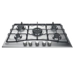 Hotpoint - Hotpoint PCN 752 T/IX/HA, Nero, Acciaio inossidabile, Da incasso, Gas, Acciaio inossidabile, 5 Fornello(i), 5 Fornello(i)