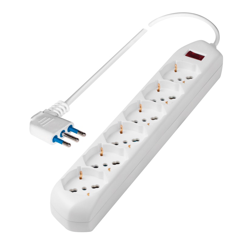 FAMATEL 2502 Base Multipla A Parete | Doppia Presa 2P+T Da 16A - 250V | Colore Bianco Con Coperchio Scorrevole | Prese Inclinate 45°