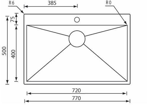 CM filoquadra mix 77 x 50 Lavello ad incasso Rettangolare Acciaio inossidabile