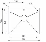 CM filoquadra mix 57 x 50 Lavello ad incasso Rettangolare Acciaio inossidabile