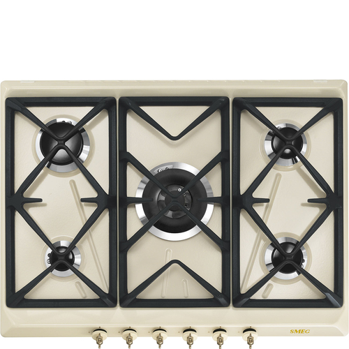 Smeg Coloniale SRV876POGH piano cottura Crema Da incasso 68.5 cm Gas 5 Fornello(i)