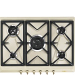 SMEG - Smeg Coloniale SRV876POGH, Crema, Da incasso, 68.5 cm, Gas, Smaltato, 5 Fornello(i)