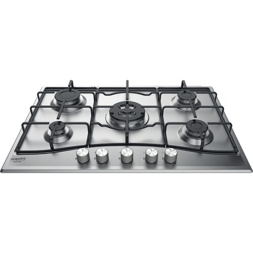 Hotpoint PCN 752 T/AS/HA piano cottura Nero, Acciaio inossidabile Da incasso Gas 5 Fornello(i)