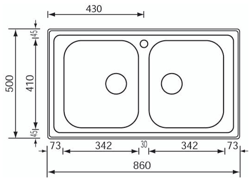 CM Cristal 86 x 50 2V Lavello montato su piano Rettangolare Acciaio inossidabile